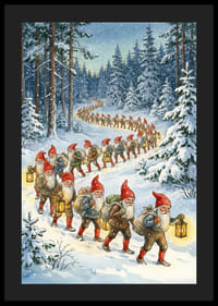 Elfen wandern im magischen Licht durch den Winterwald.-4