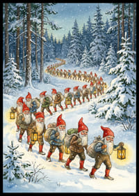 Elfen dwalen door het winterbos in magisch licht-2