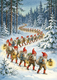 Elfen dwalen door het winterbos in magisch licht-3