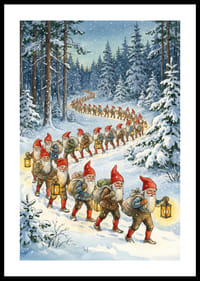 Elfen dwalen door het winterbos in magisch licht-0