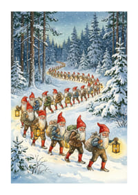 Elfen dwalen door het winterbos in magisch licht-1