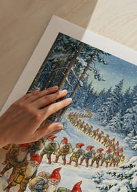 Elfen dwalen door het winterbos in magisch licht-5