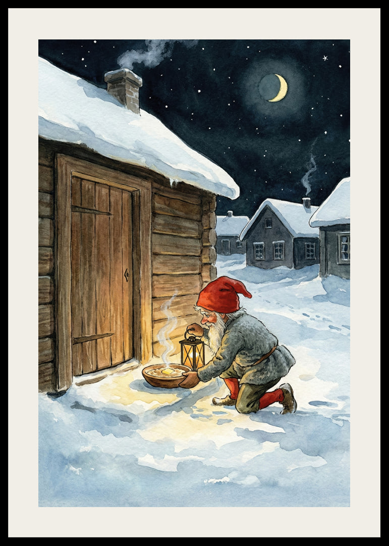 Santa leaves food under a starry night-12