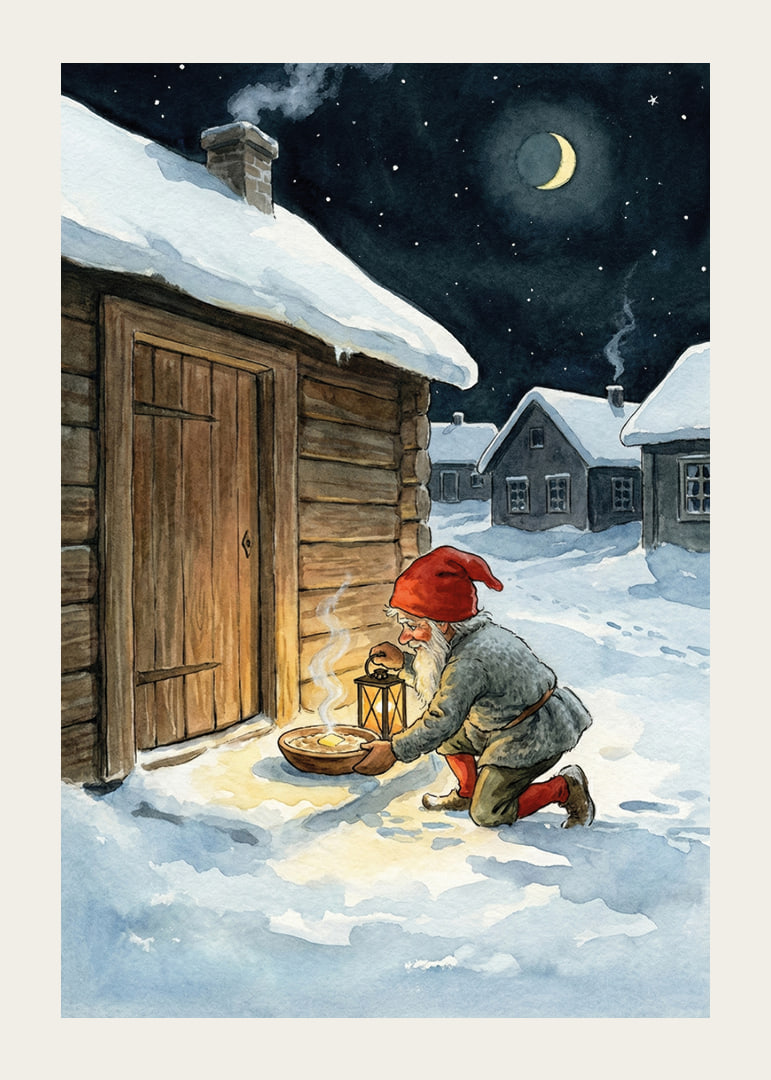 Santa leaves food under a starry night-12