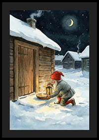 Santa leaves food under a starry night-4