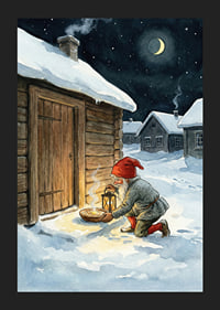 Santa leaves food under a starry night-5