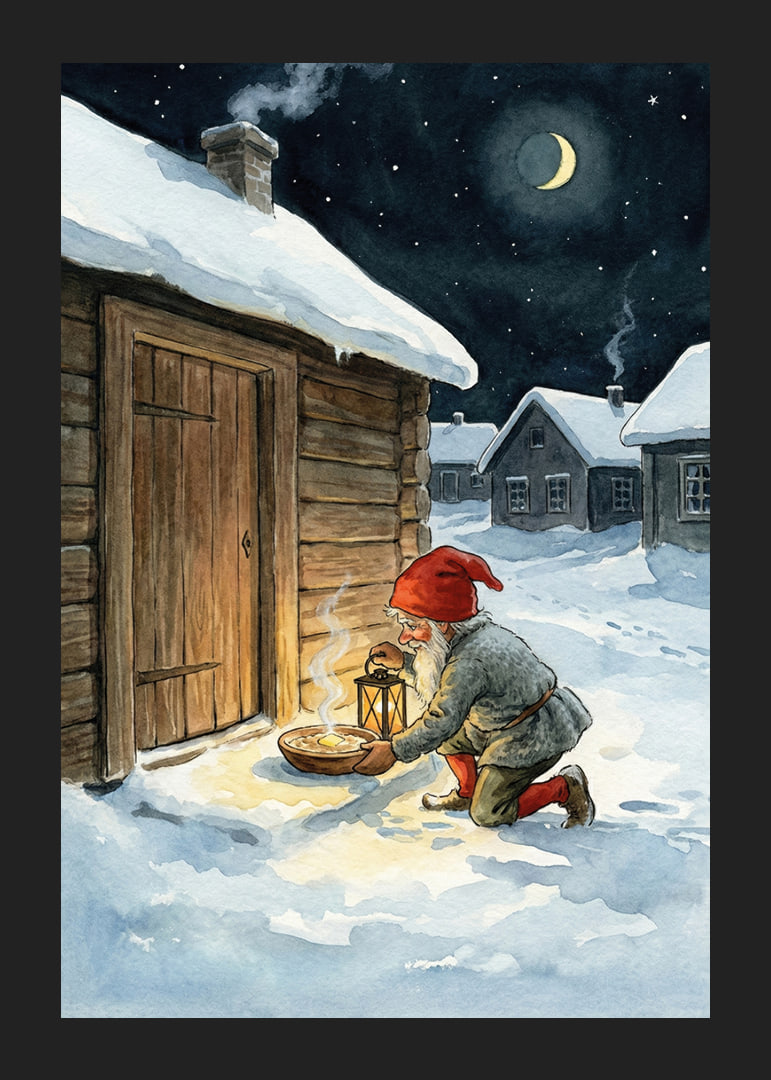 Santa leaves food under a starry night-12