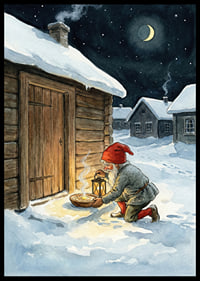 Santa leaves food under a starry night-6