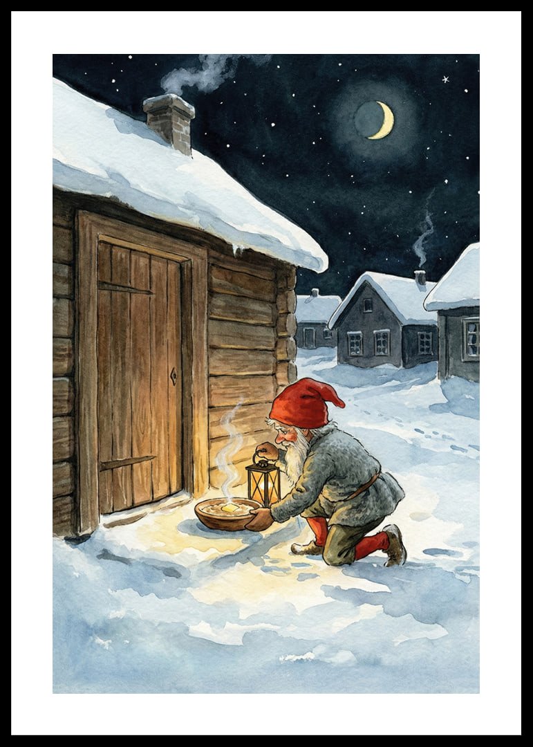 Santa leaves food under a starry night-12