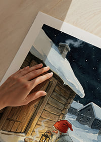 Santa leaves food under a starry night-9