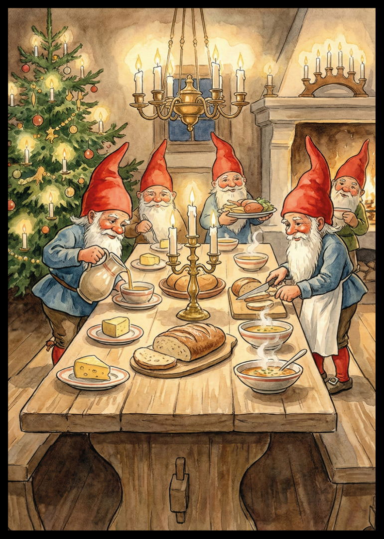 Elves around the table spread Christmas spirit-12