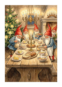 Elves around the table spread Christmas spirit-1
