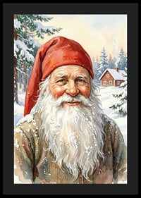 A smiling elf with a snowy landscape in the background-4