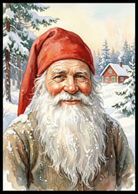 A smiling elf with a snowy landscape in the background-6