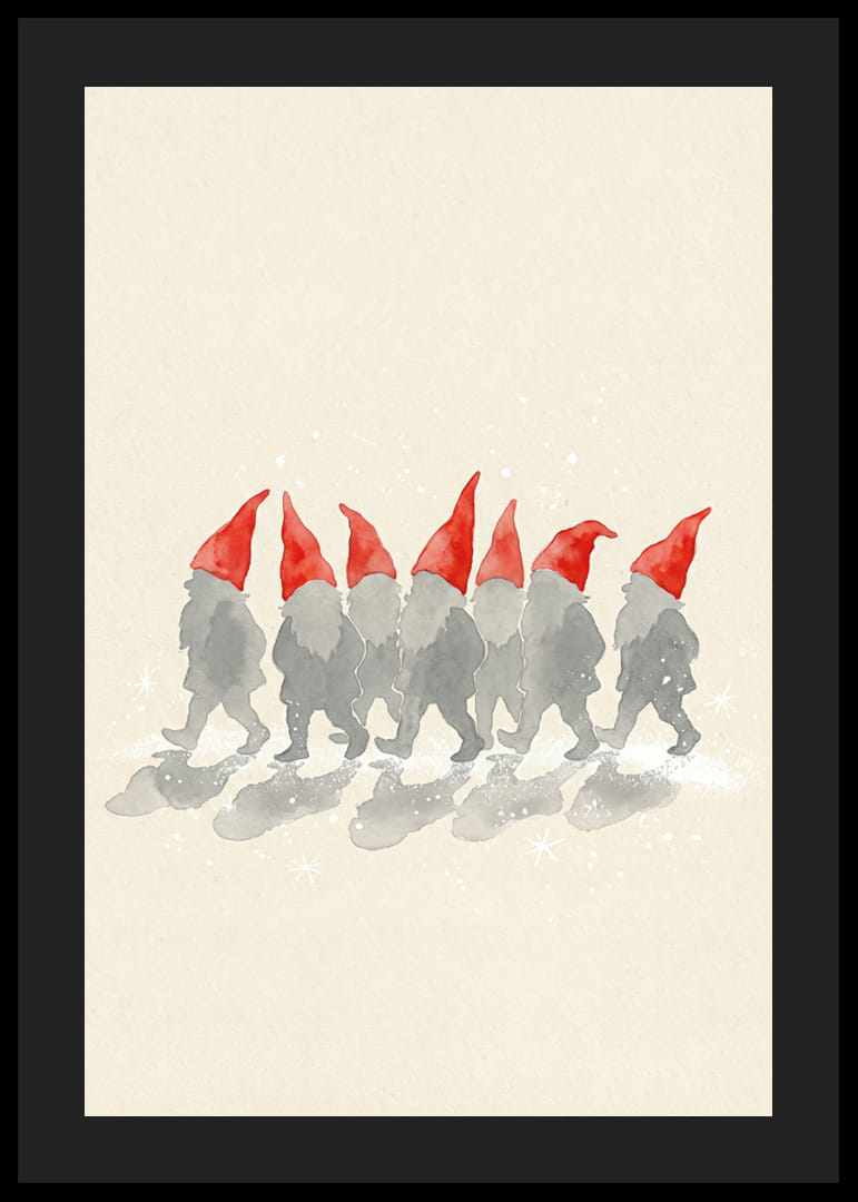 Charmerende nisser går på række med røde hatte-12