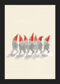 Charmerende nisser går på række med røde hatte-5