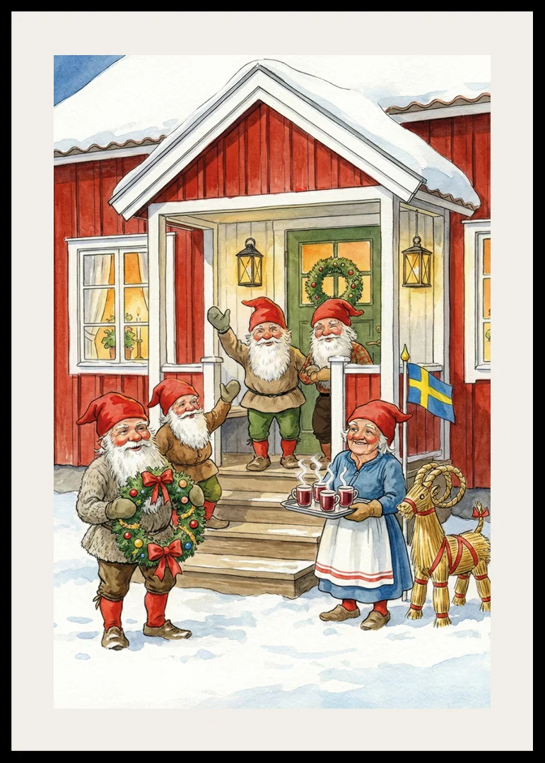 Elves gather at a red cabin for Christmas celebration-12