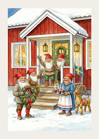 Des elfes se rassemblent dans une cabane rouge pour fêter Noël-3