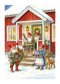 Des elfes se rassemblent dans une cabane rouge pour fêter Noël-1