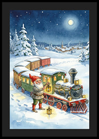 Des gnomes mènent un train magique à travers le paysage hivernal-4