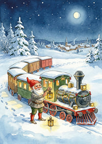 Des gnomes mènent un train magique à travers le paysage hivernal-7
