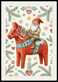Papá Noel monta un caballo Dala tradicional entre motivos navideños-2