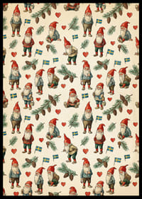 Julstämning med tomtenissar och svenska flaggor-2