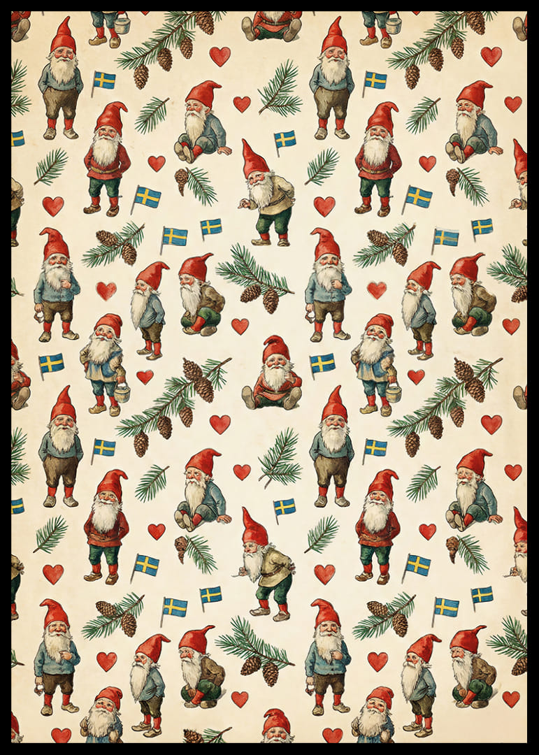 Julstämning med tomtenissar och svenska flaggor-12