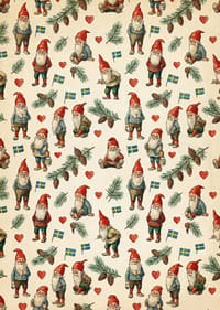 Julstämning med tomtenissar och svenska flaggor-3