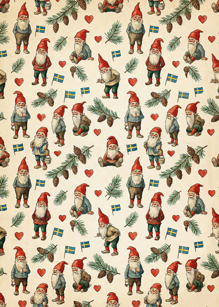 Julstämning med tomtenissar och svenska flaggor-12