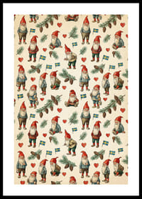 Julstämning med tomtenissar och svenska flaggor-0