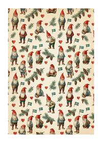 Julstämning med tomtenissar och svenska flaggor-1