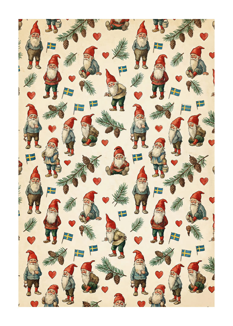 Julstämning med tomtenissar och svenska flaggor-12