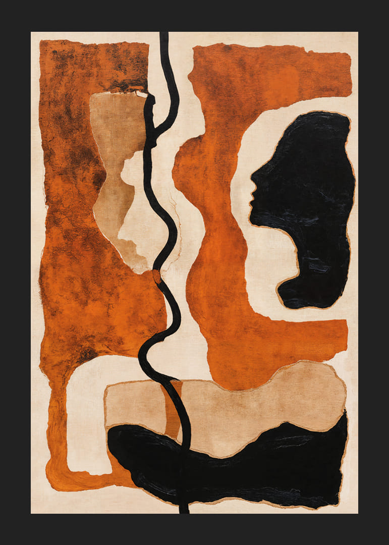 Betoverende aardtinten die schaduwen en vormen met elkaar verweven.-12