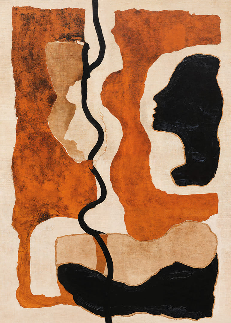 Captivating earth tones that intertwine shadows and shapes.-12