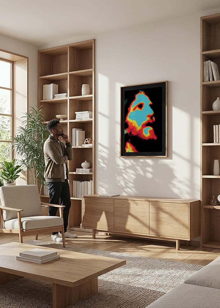 Färgglad poster med en intensiv och mystisk aura.-12