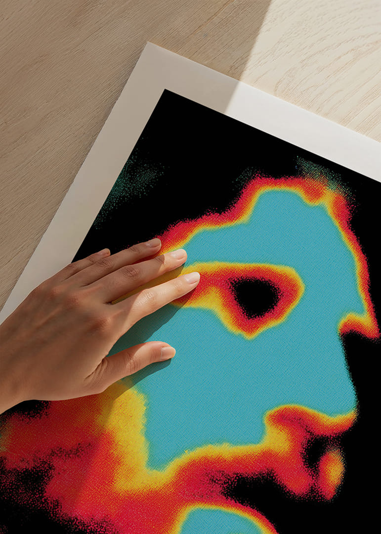 Farebný plagát s intenzívnou a tajomnou aurou.-12