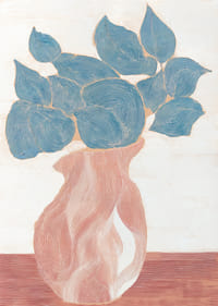 A harmonious dance of blue leaves in abstract form.-3