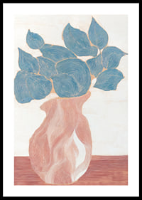 En harmonisk dans av blå blad i abstrakt form.-0