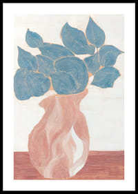 A harmonious dance of blue leaves in abstract form.-0