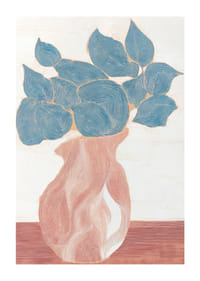 A harmonious dance of blue leaves in abstract form.-1