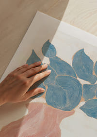 A harmonious dance of blue leaves in abstract form.-5