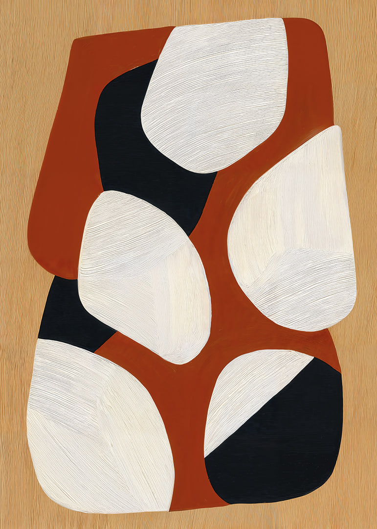 Dynamic shapes in earthy colors create harmony.-12