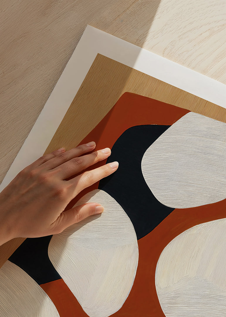 Dynamic shapes in earthy colors create harmony.-12