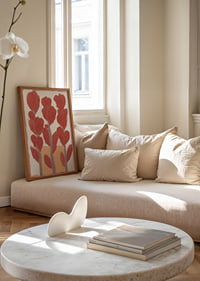 Vibrant tulips in red tones create a dreamlike atmosphere.-2