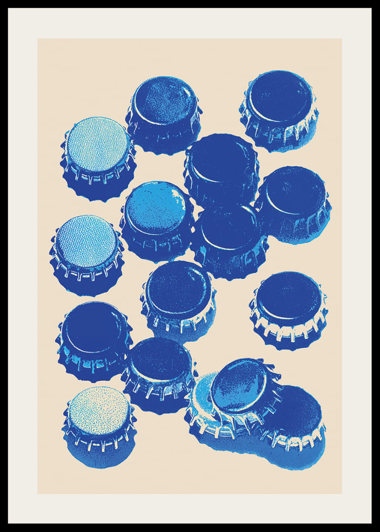 Las gorras azules en un llamativo estilo pop art crean un elemento llamativo y único.-12