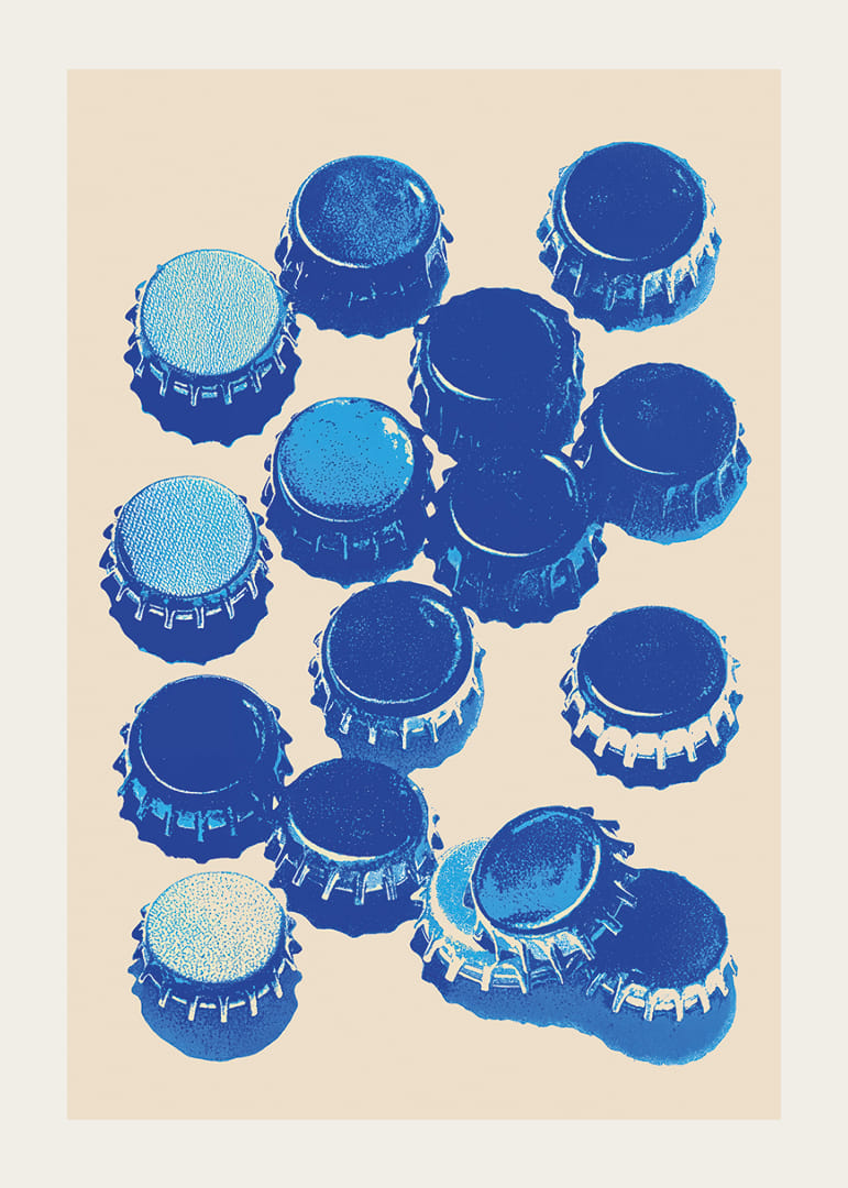 Las gorras azules en un llamativo estilo pop art crean un elemento llamativo y único.-12