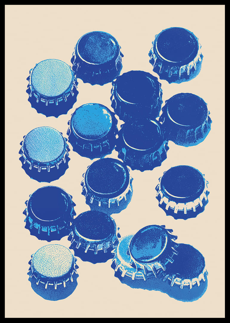 Modré čiapky v výraznom pop art štýle vytvárajú jedinečný pútavý prvok.-12