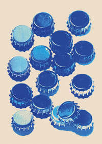 Modré čiapky v výraznom pop art štýle vytvárajú jedinečný pútavý prvok.-3