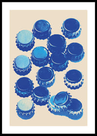 Modré čiapky v výraznom pop art štýle vytvárajú jedinečný pútavý prvok.-0